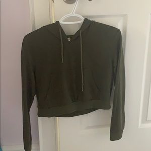 cropped olive green hoodie